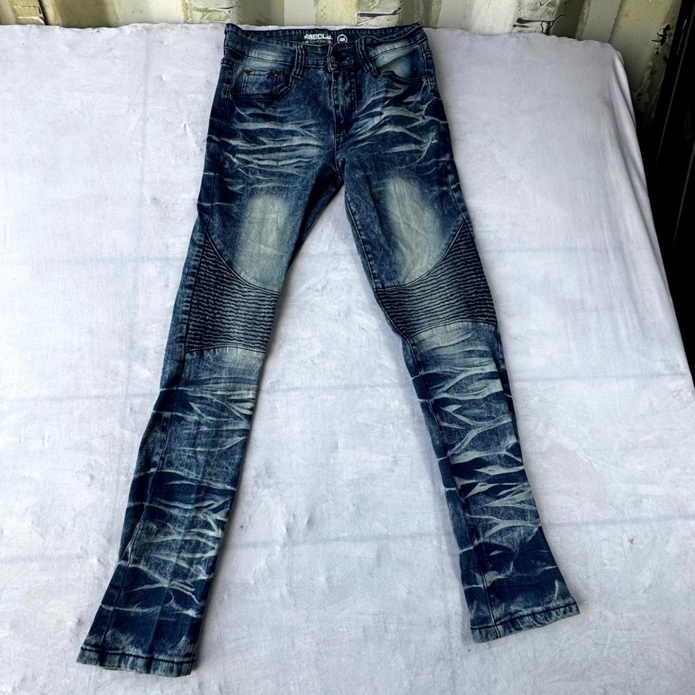 Mecca Since Day One Skinny Moto Biker Jeans Boys 14 Blue Denim Stretch Casual